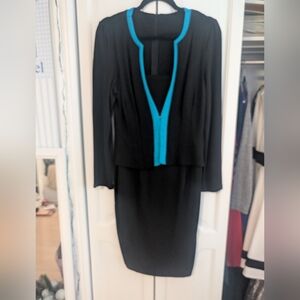 Black Dress with Blue Trim